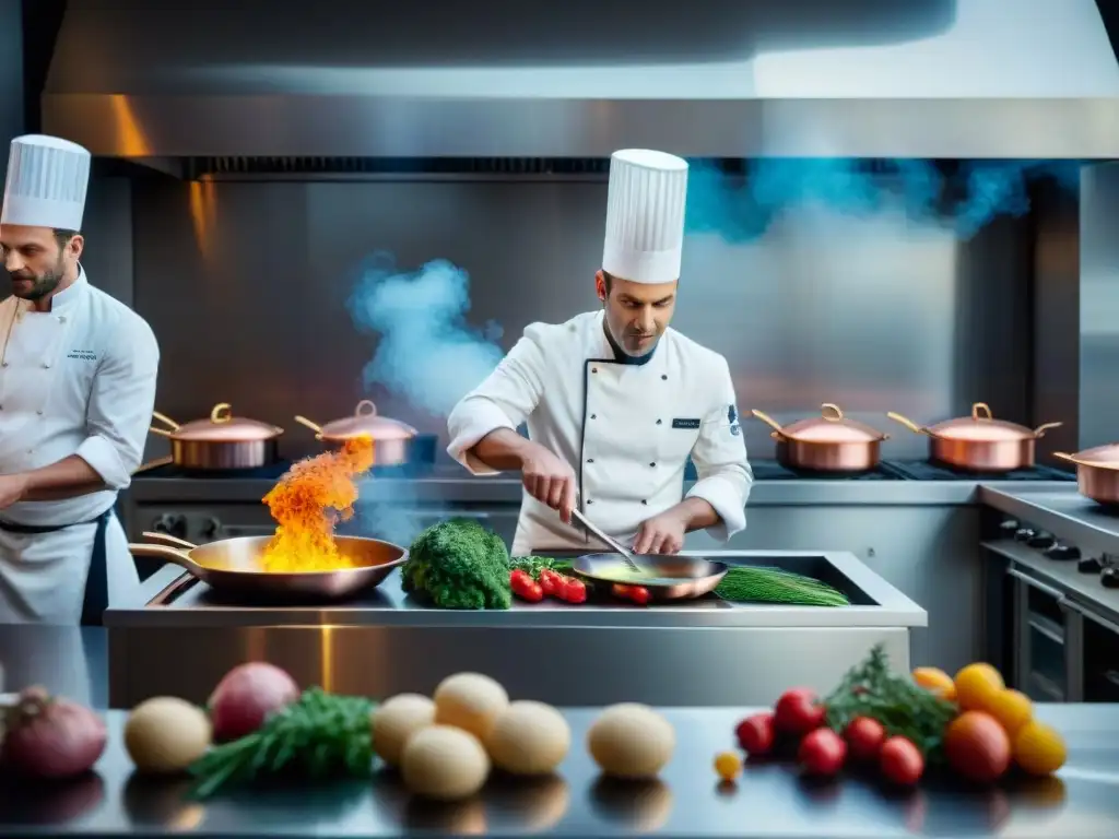 El corazón de la cocina francesa: chefs expertos, ollas de cobre, ingredientes coloridos y creatividad en una escena moderna