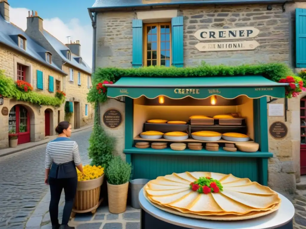 Un crepería tradicional bretona en Dinan, Francia