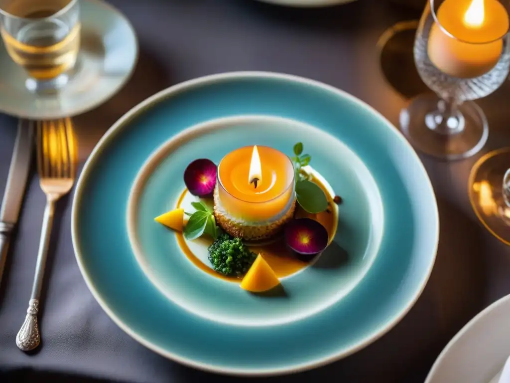 Delicada presentación de un exquisito plato francés en un íntimo bistró de Limoges