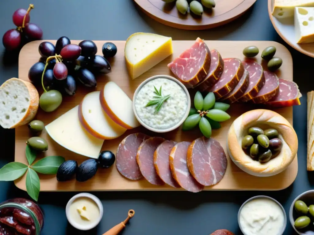 Delicada tabla de charcutería francesa con maridajes exquisitos