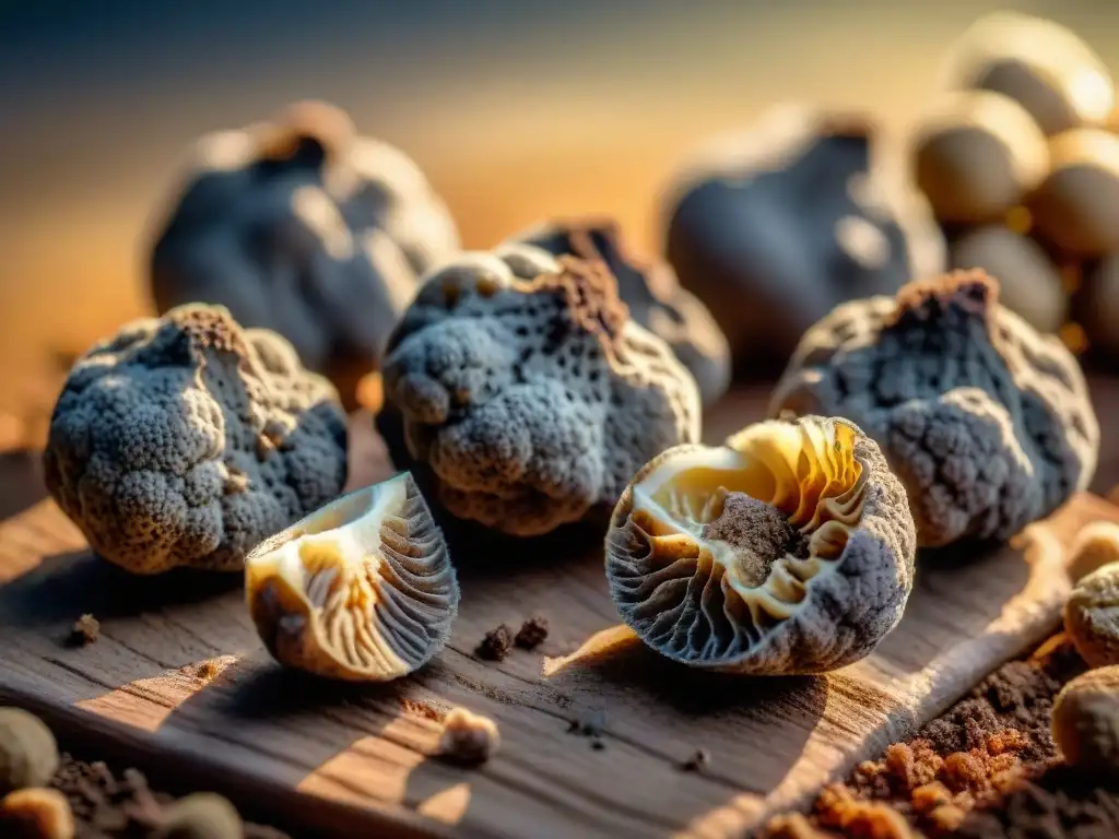 Delicadas trufas francesas recién desenterradas, con formas y colores únicos, en un festival de trufas en Francia