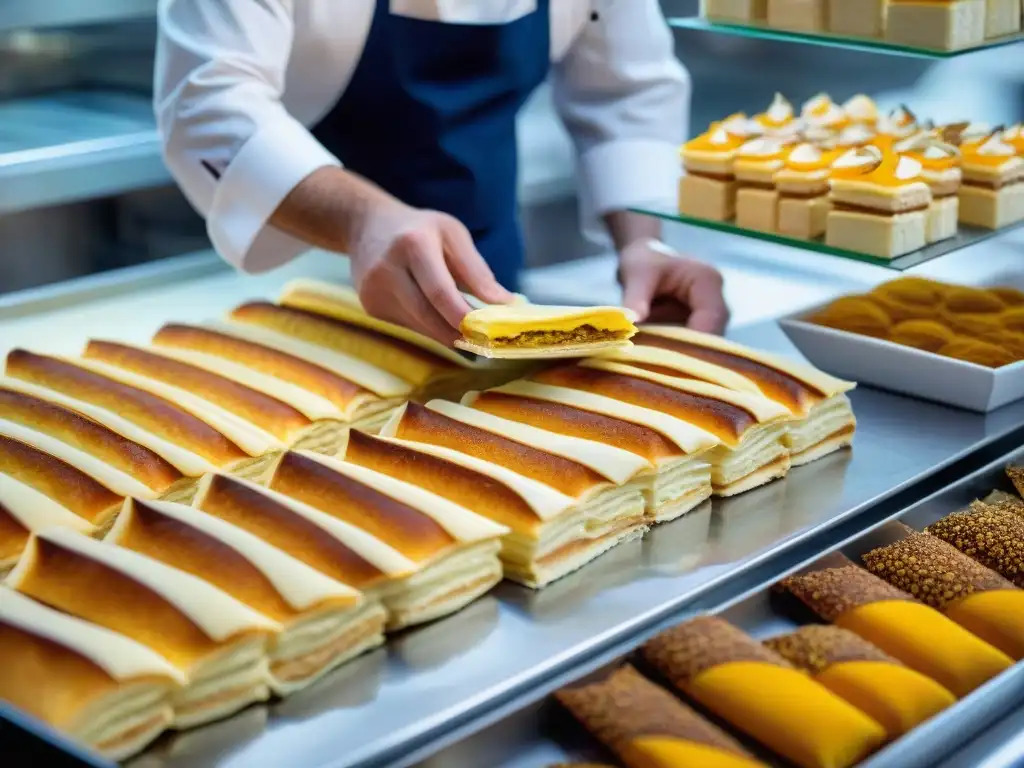 Delicado Millefeuille francés-argelino, influencia diáspora árabe gastronomía francesa