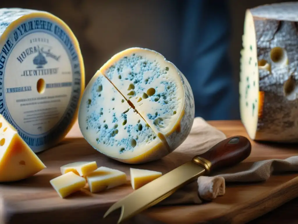 Delicado Queso Roquefort con vetas azules, envejecido en cuevas de Francia