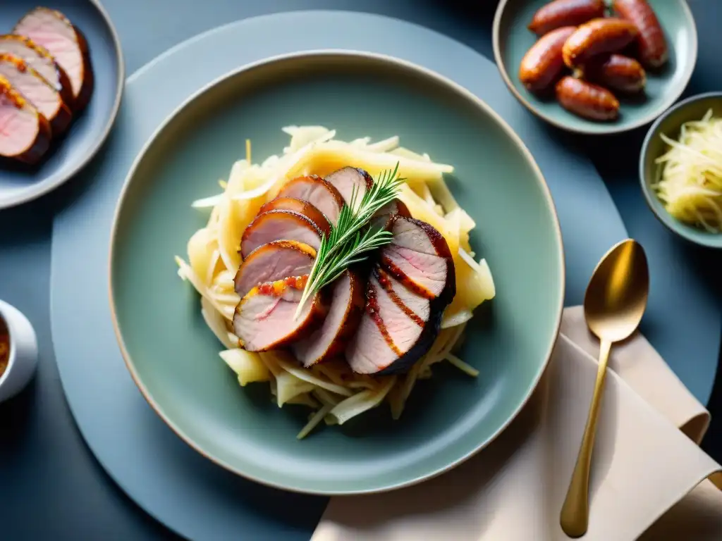 Una deliciosa choucroute garnie con un toque moderno en un elegante entorno contemporáneo