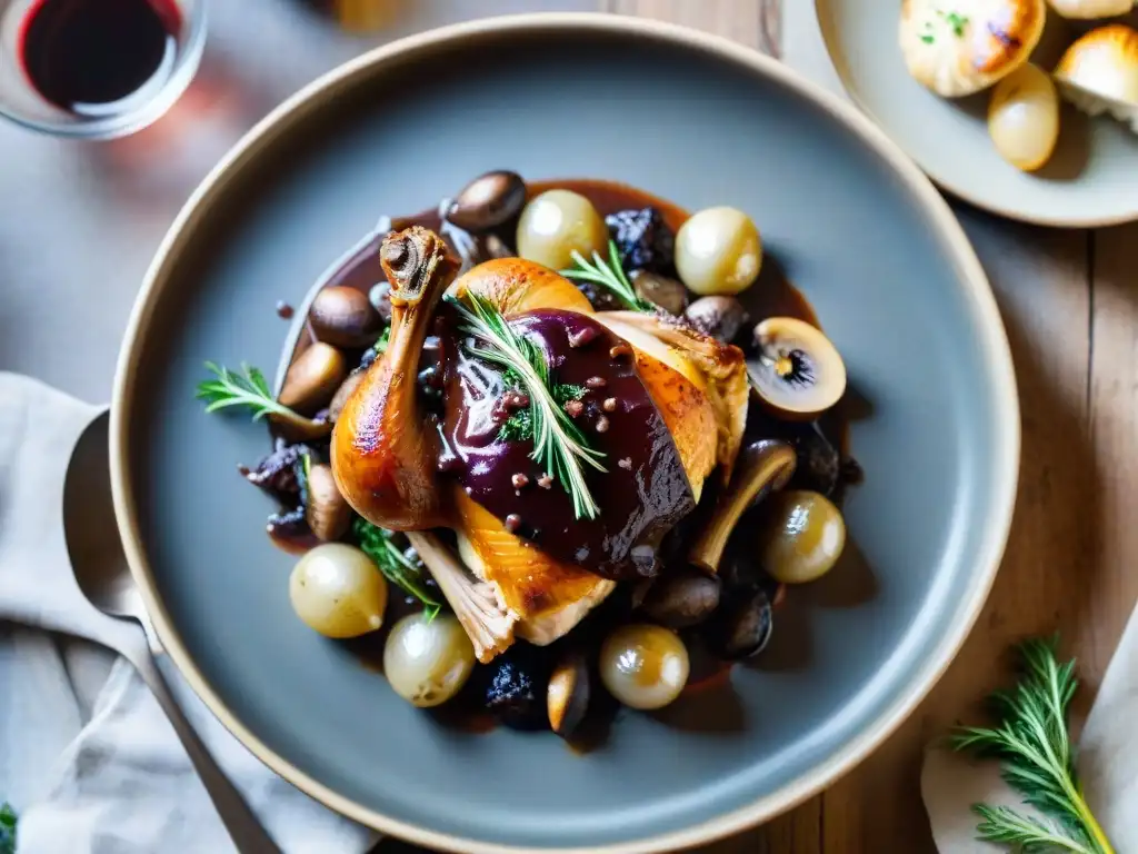 Deliciosa Fotografía de un exquisito Coq au Vin francés en Instagram