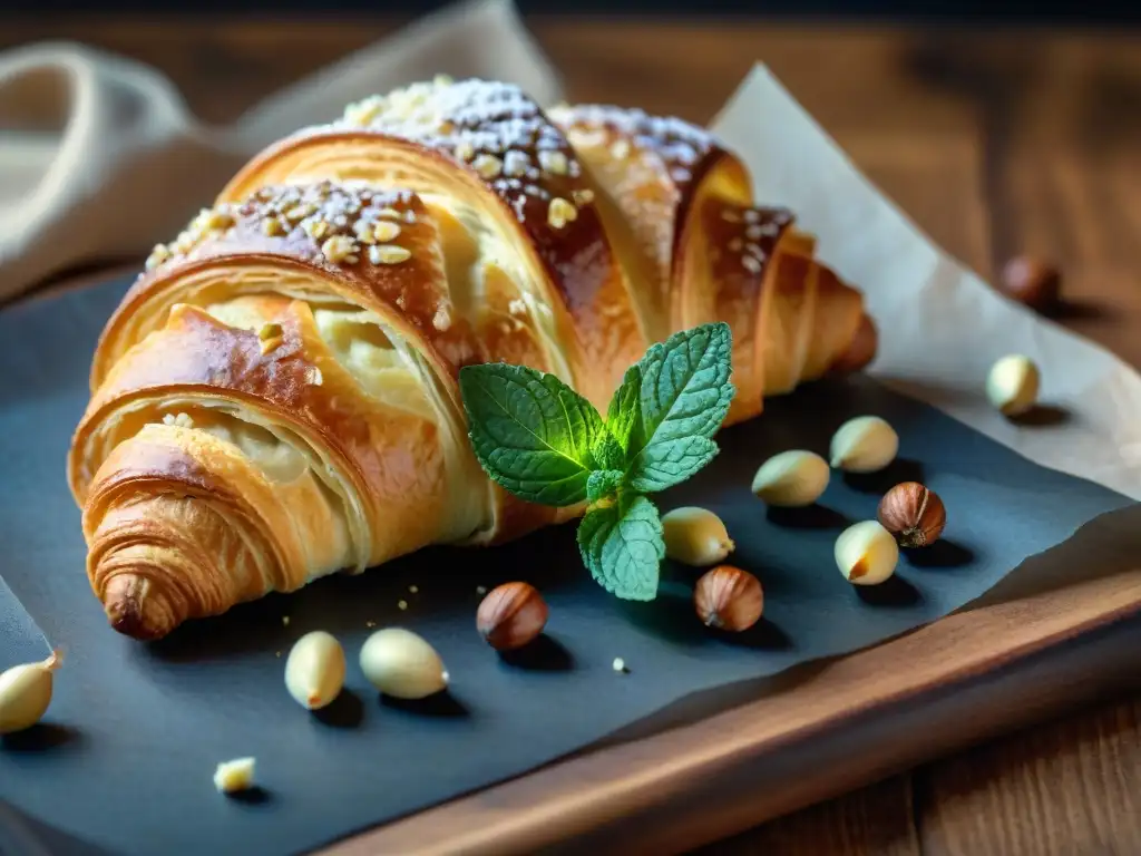 Deliciosa repostería francesa: croissant de avellanas recién horneado con beneficios avellanas francesas repostería