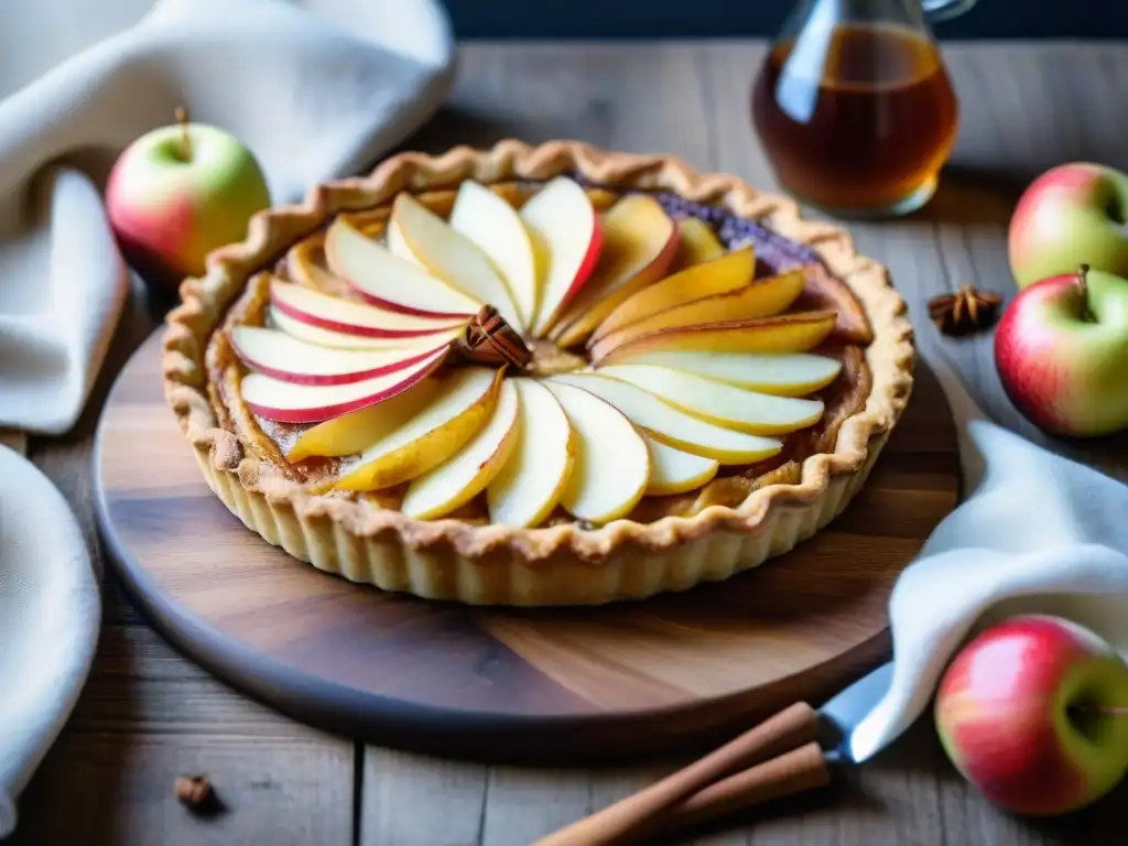 Deliciosa Tarte aux Pommes y sidra normanda en un entorno tradicional, ideal para Restaurantes emblemáticos Normandía gastronomía