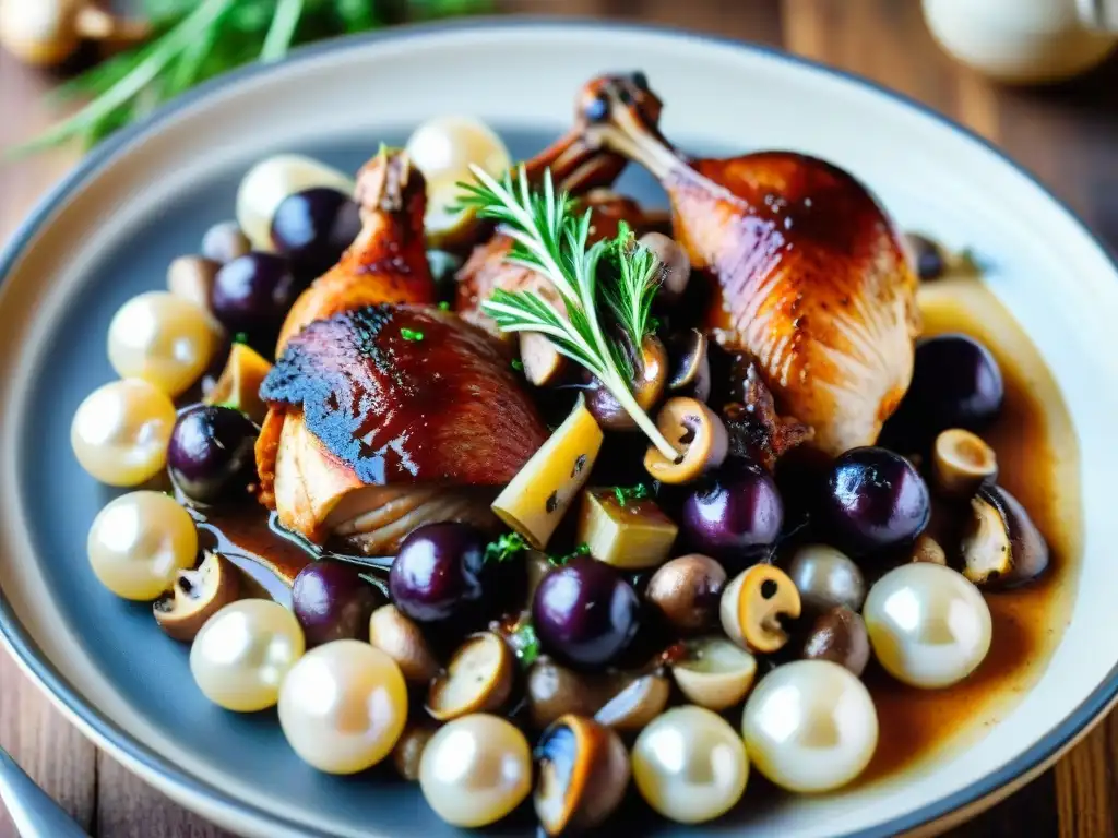 Delicioso Coq au Vin: Cocina Francesa en Detalle Delicioso coq au vin francés, maridaje vinos Borgoña gastronomía francesa