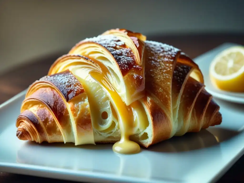 Delicioso croissant dorado recién horneado, embajador de la pastelería francesa y su gastronomía exquisita