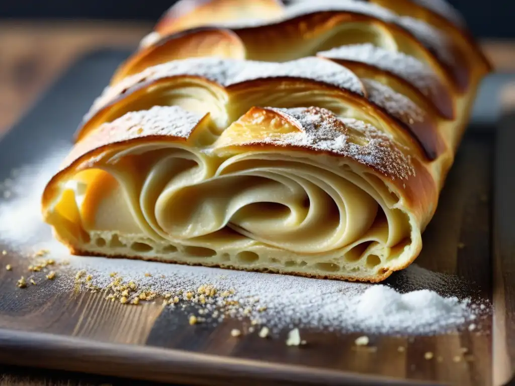 Delicioso dulce tradicional bretón Kouignamann recién horneado, con capas de masa y exterior dorado y caramelizado