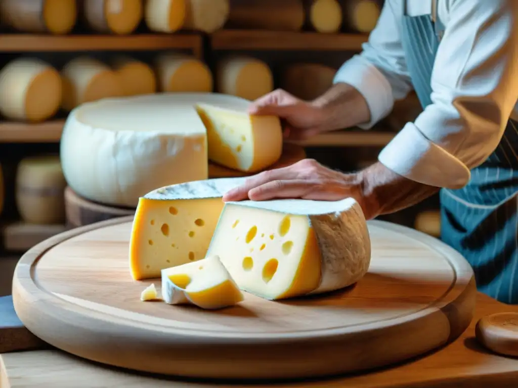 Detallada creación artesanal de queso francés en taller personalizado