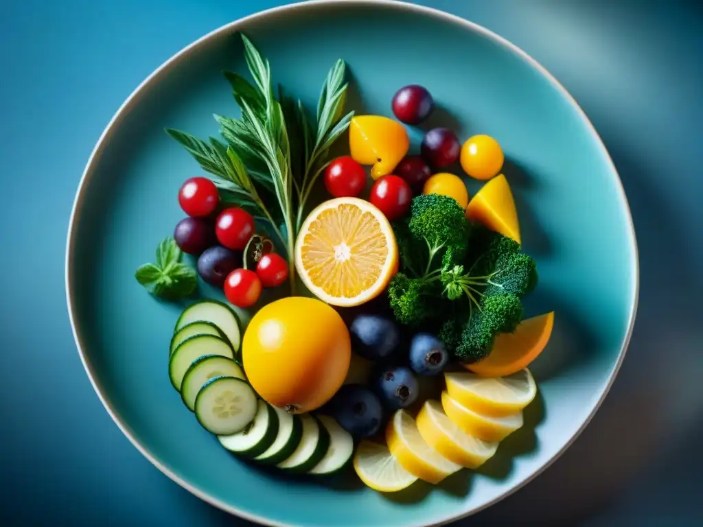 Detallado y vibrante plato de comida, resaltando la importancia del color en gastronomía