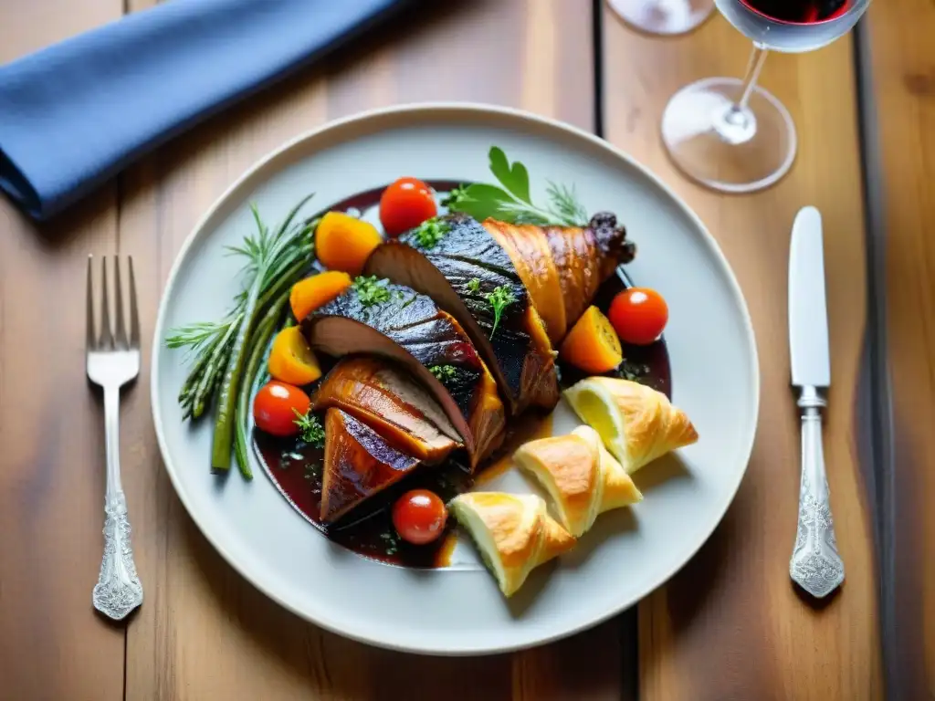 Detalle exquisito de un plato de comida francesa visualmente cautivador