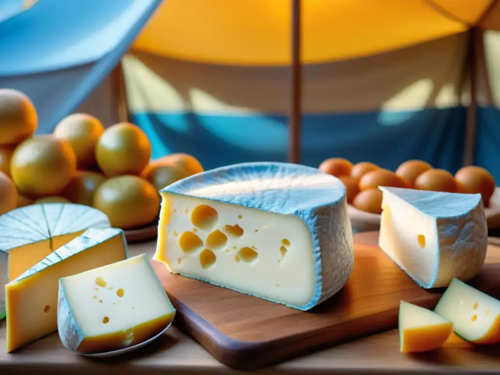 Detalle de un queso Rocamadour en La Feria del Queso, con festivales gastronómicos en Francia