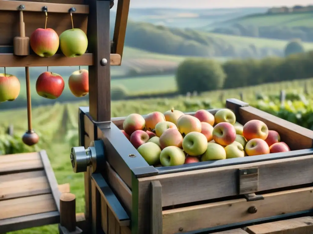 Detalles de prensa de manzanas en cidra Normandía, sidra natural Normandía gastronomía