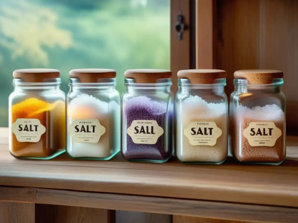 Detalles de sales en cocina francesa: Fleur de Sel y Sal Marina en elegantes frascos de vidrio