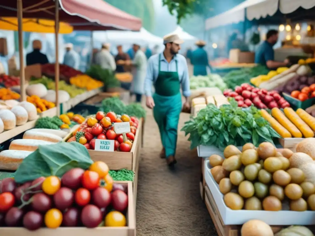 Explorando la diversidad culinaria francesa en un bullicioso mercado de agricultores