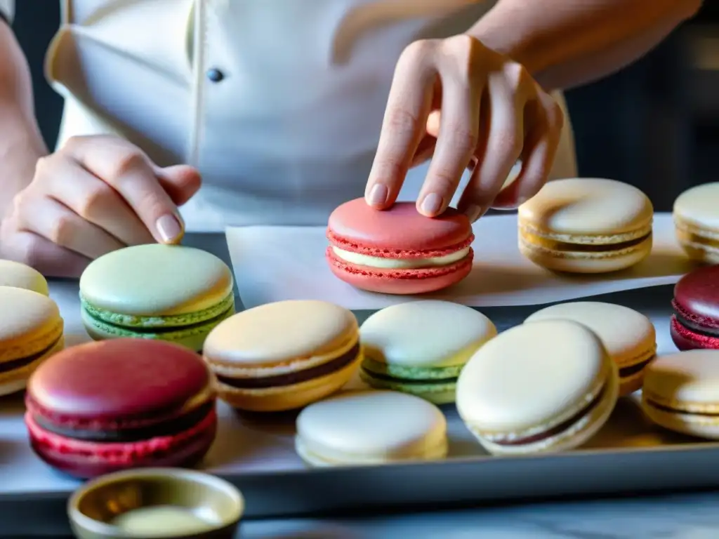 Elaboración detallada de macarons con crema de frambuesa: la esencia de la pastelería francesa: historia y tendencias