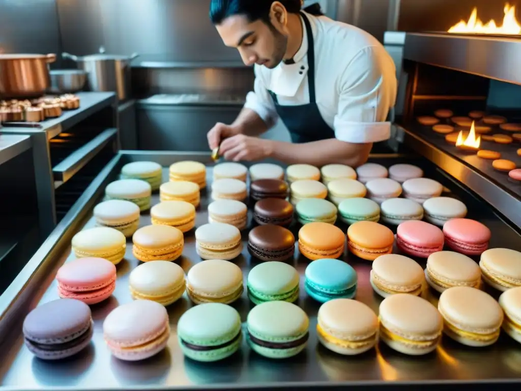 Elaboración de macarons en una pastelería parisina: Secretos culinarios gastronomía francesa