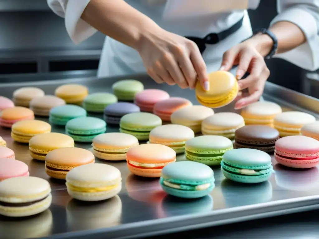 Elaboración de macarons: técnicas profesionales para crear con precisión las conchas perfectas en una bandeja de horno