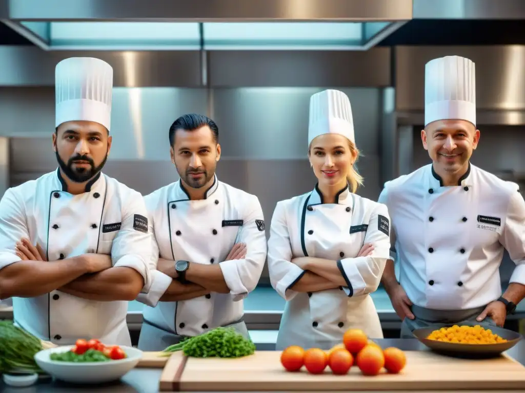 Emocionante competencia culinaria con chefs famosos y concursantes amateurs en una cocina profesional