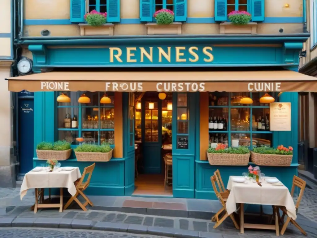 Un encantador bistró en las bulliciosas calles de Rennes, Francia, con las mejores recetas francesas