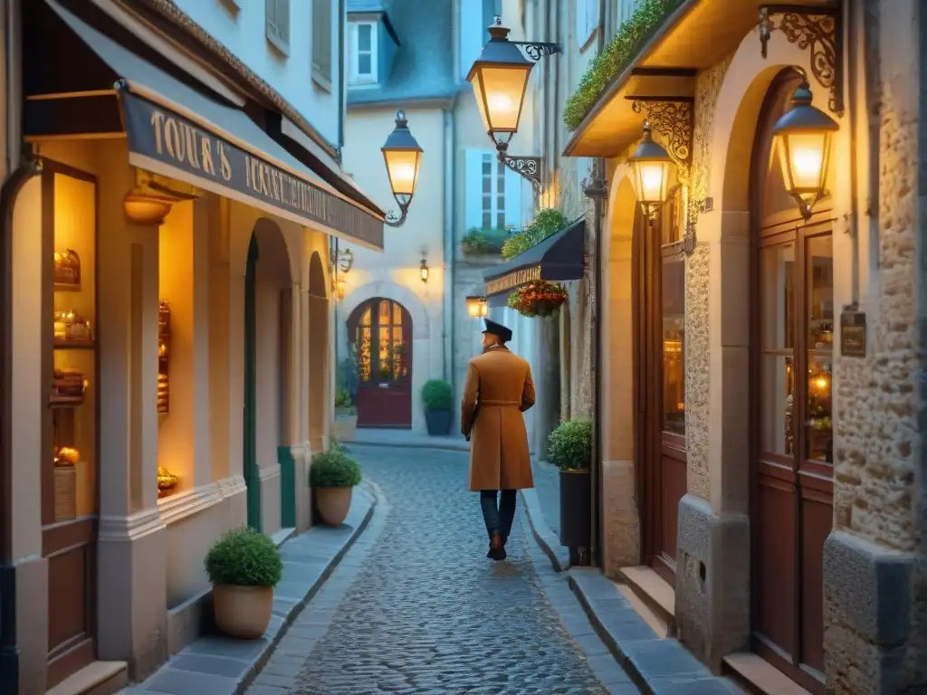 Encantador callejón empedrado en Tours, Francia, con bistrós secretos y gastronomía francesa