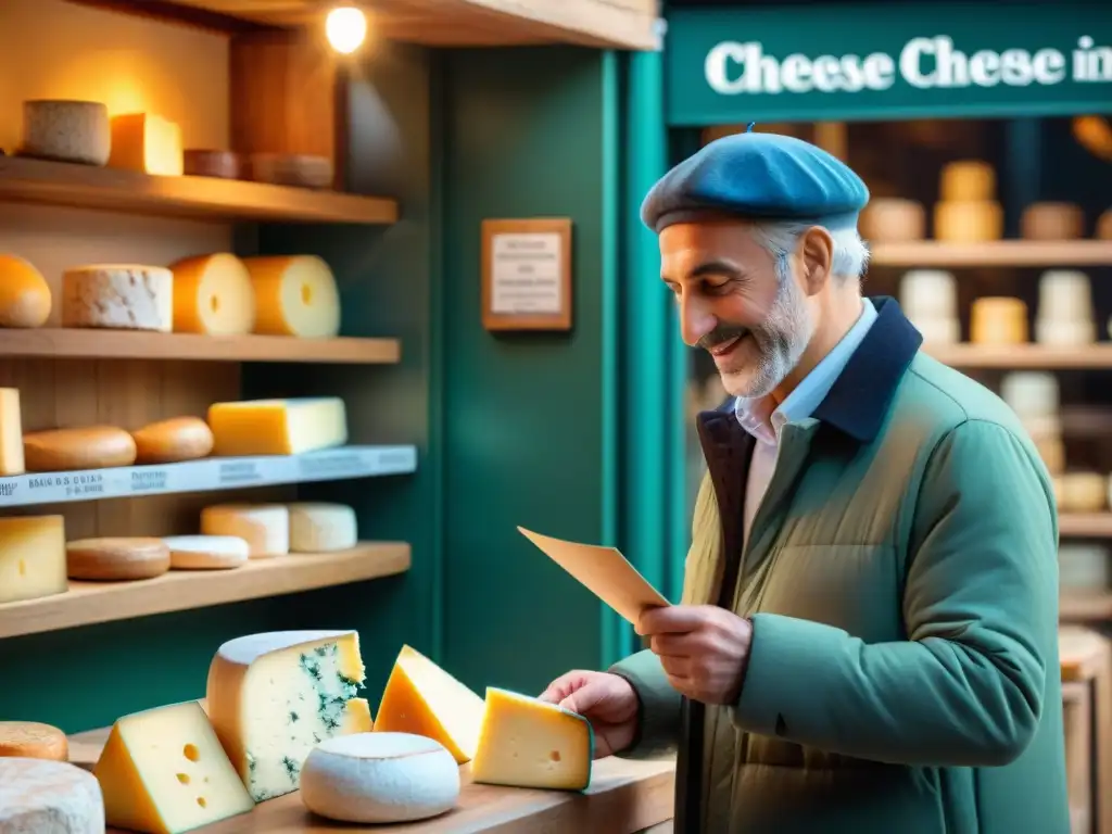 Un encantador queso francés bajo en lactosa en una acogedora tienda tradicional en París