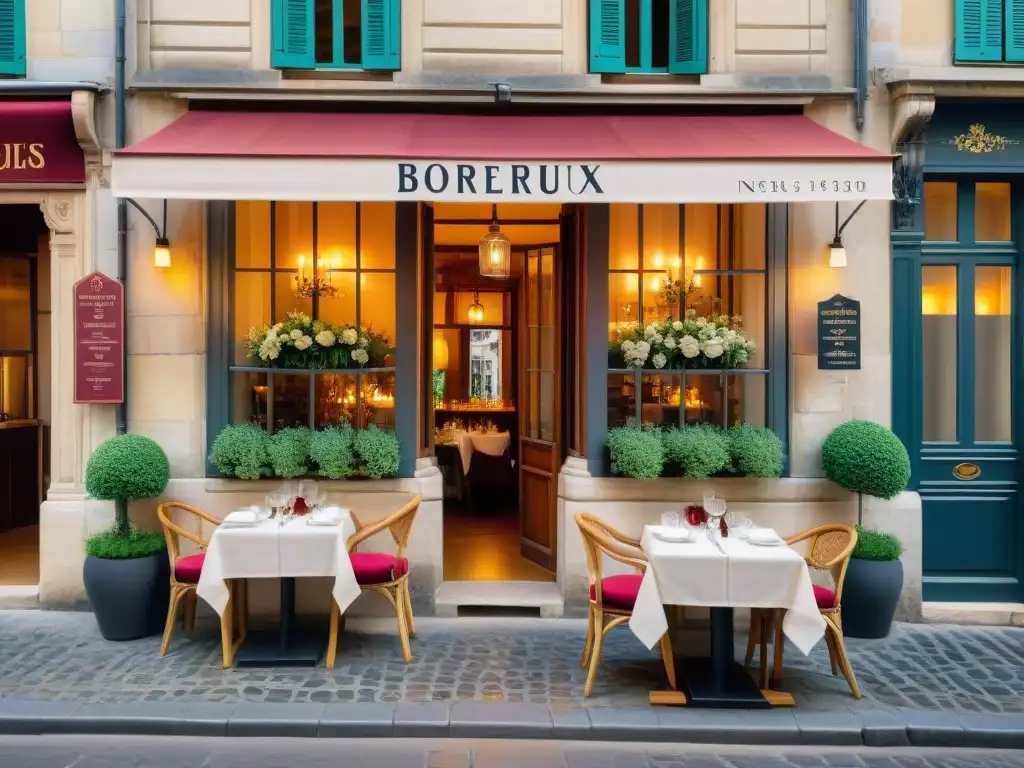 Un encantador restaurante en Burdeos con encanto, iluminado tenue y acogedor