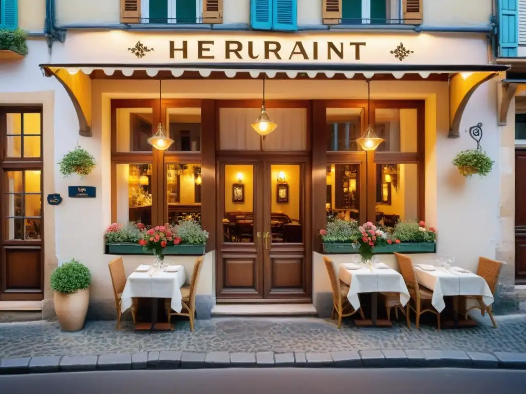 Bistró encantador en pueblo francés: cocina auténtica y ambiente acogedor Encantador restaurante francés fuera radar turístico con fachada de madera, flores y ambiente acogedor