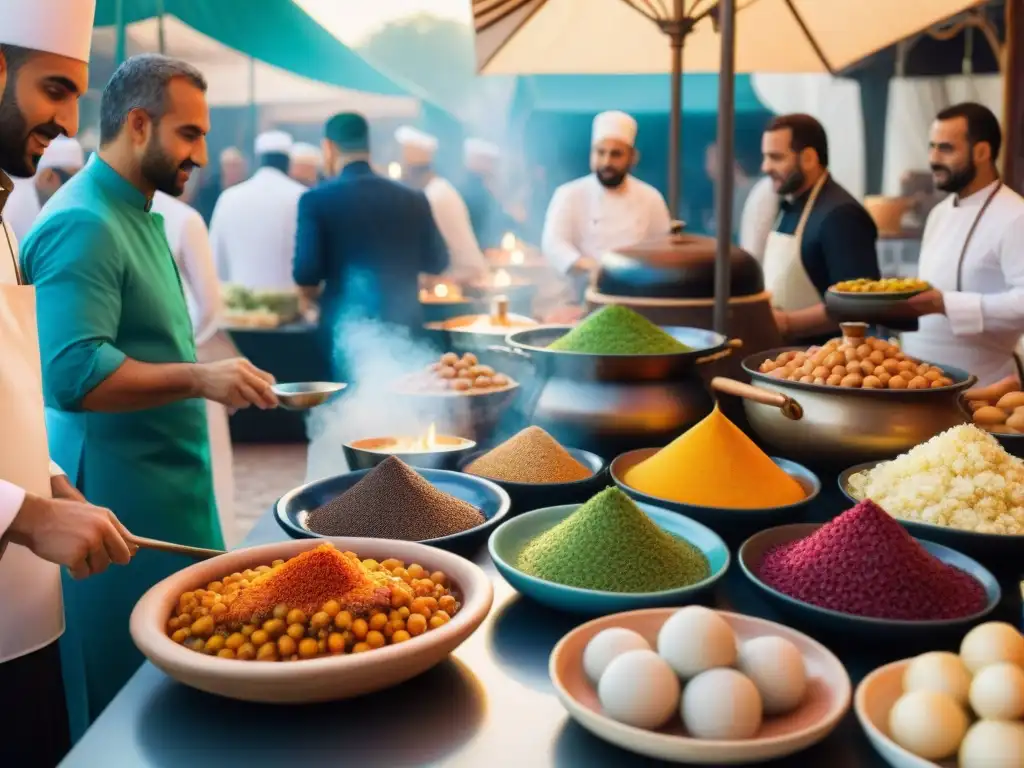 Encantadora fusión en festival gastronómico al aire libre con influencia diáspora árabe gastronomía francesa