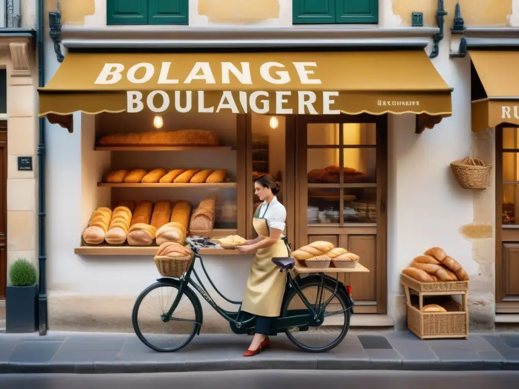 Encantadora boulangerie francesa con exquisitos panes y pastelería