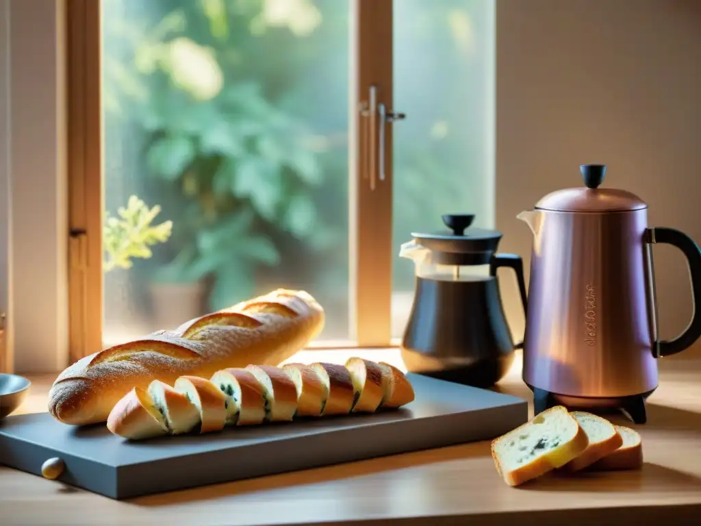 Escena acogedora de una cocina francesa con libros de cocina francesa para principiantes