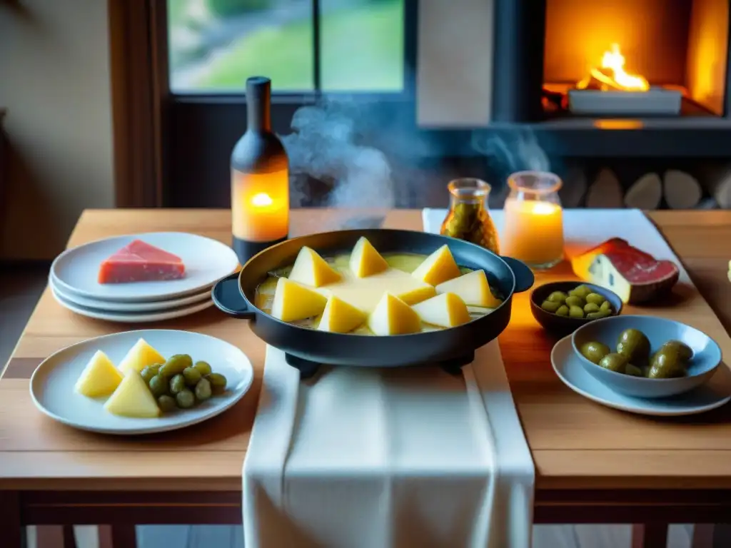 Escena acogedora de una noche francesa con la mejor raclette para noche francesa