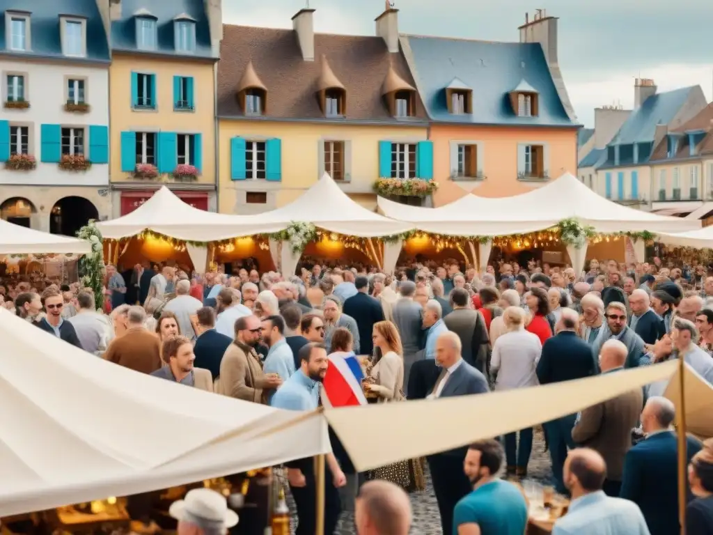 Escena animada de festival de cerveza en Francia con cervezas artesanales francesas recomendadas