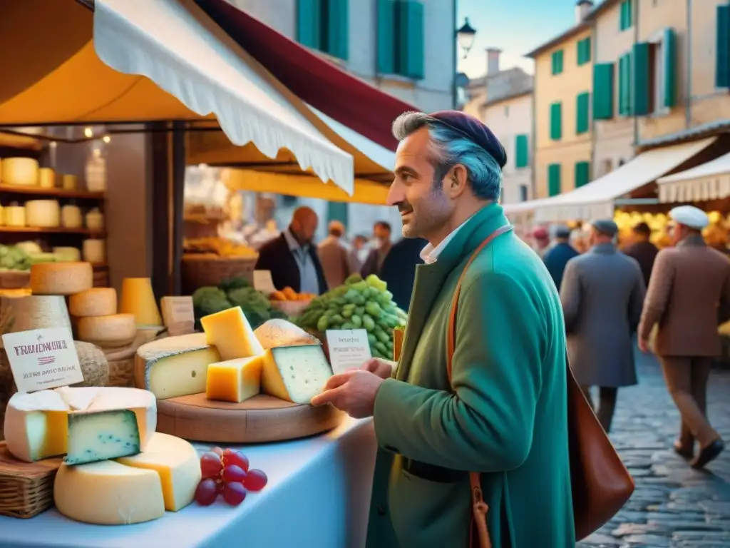 Escena bulliciosa de mercado en Provence con influencia gastronomía francesa inmigrantes italianos