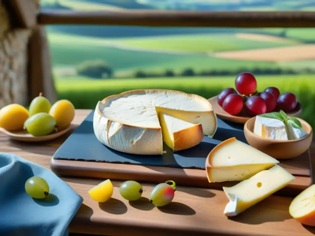 Una escena campestre en Normandía con Secretos del Camembert en Normandía: granja, vacas, queso y pan fresco bajo cielo azul