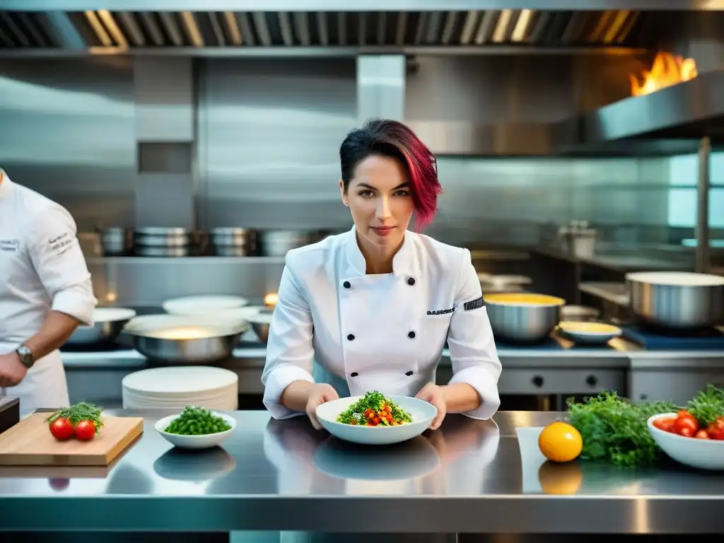 Escena culinaria: Dominique Crenn y su equipo diverso crean platos innovadores en su restaurante