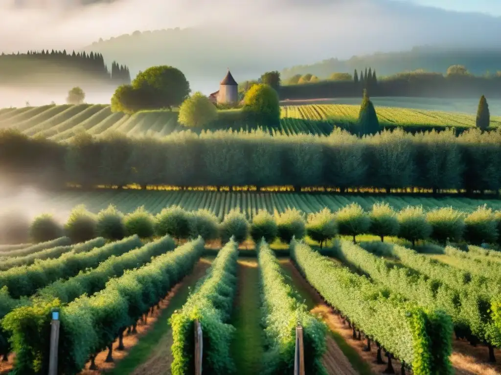 Una escena detallada de la recolección en un pintoresco huerto francés, mezclando tradición e innovación en la producción de sidra