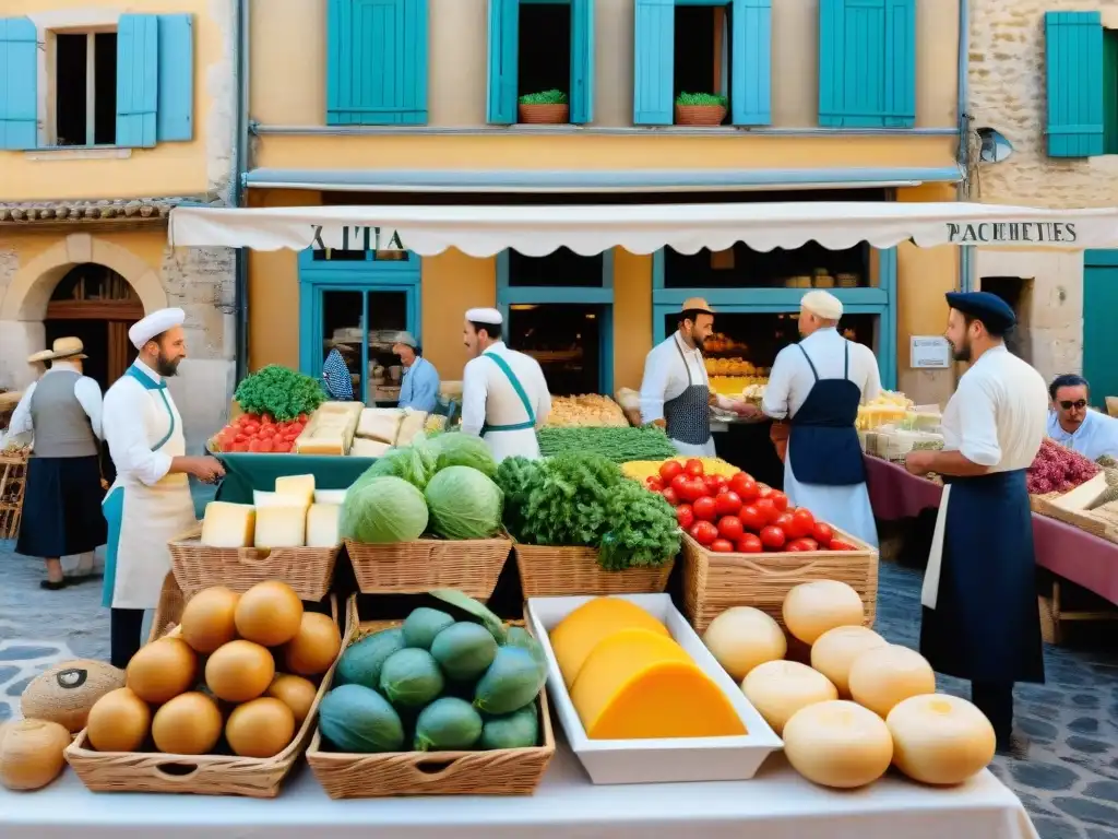 Escena vibrante de un mercado al aire libre en Provenza, Francia