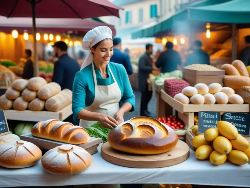 Escena vibrante en mercado francés con influencia árabe en gastronomía