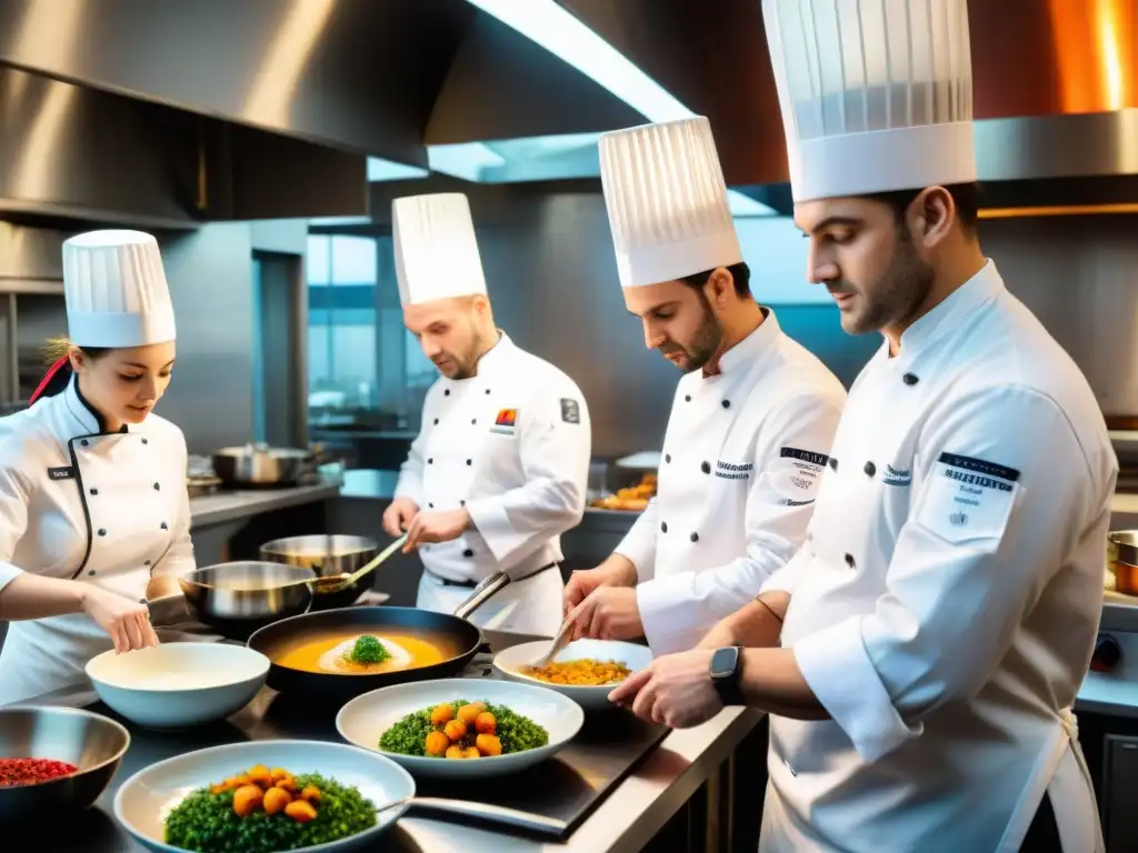 Escuela culinaria francesa: estudiantes preparan platos clásicos bajo la guía de chefs expertos