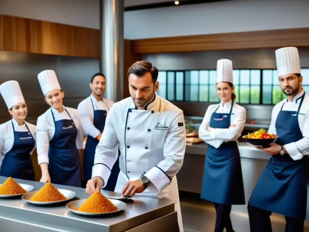 Una escuela culinaria francesa innovadora donde los estudiantes preparan platillos bajo la guía de un chef distinguido