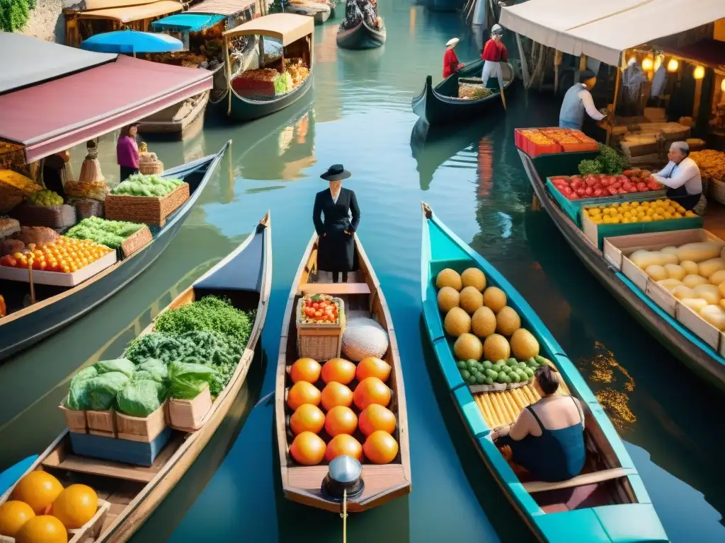 Explora la esencia de los mercados flotantes de gastronomía en Francia con una explosión de colores y sabores frescos en un escenario pintoresco