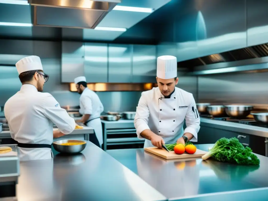 Estudiantes de cocina en Francia aprenden de chef estrella Michelin en aula de alta tecnología