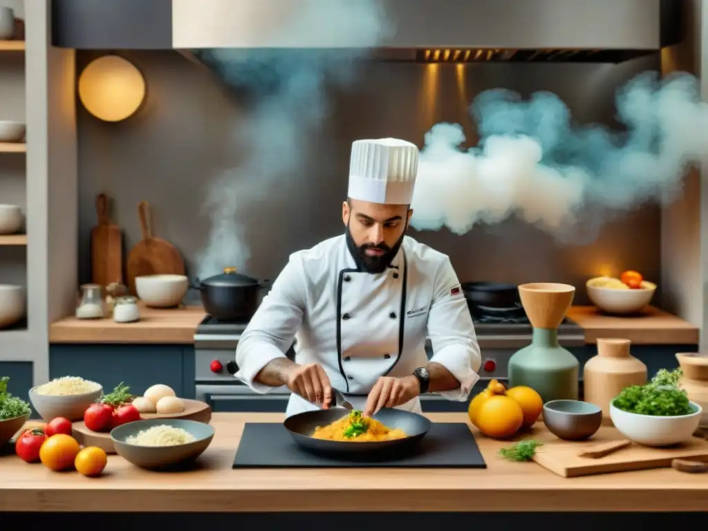 Una experiencia culinaria francesa innovadora con un chef y participantes entusiastas