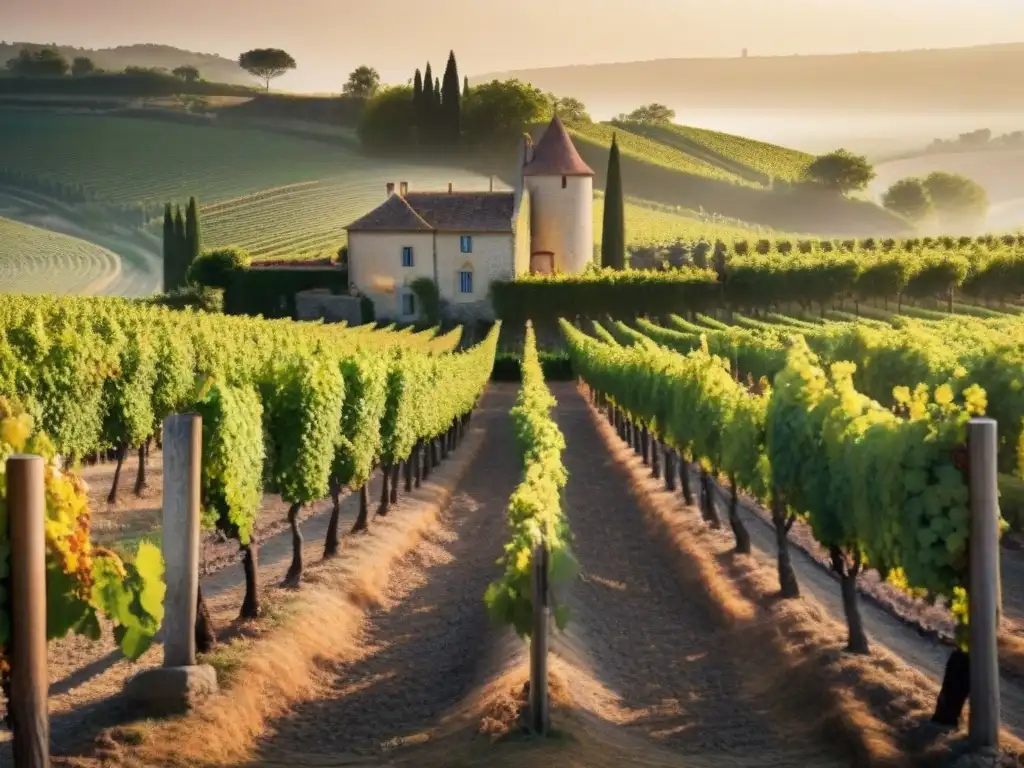 Experiencia única entre viñedos antiguos en la campiña francesa al atardecer