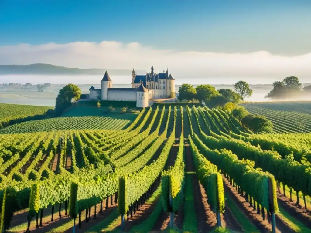 Experiencia vinícola en Bordeaux: Viñedos exuberantes, sol dorado y un castillo histórico en el corazón de Francia