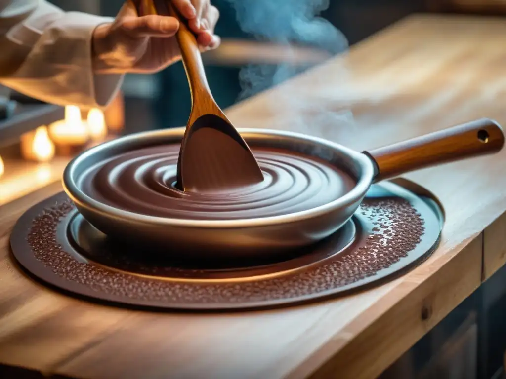 Un experto chocolatero francés trabaja el mejor cacao en un mercado artesanal, creando una deliciosa obra maestra de chocolate