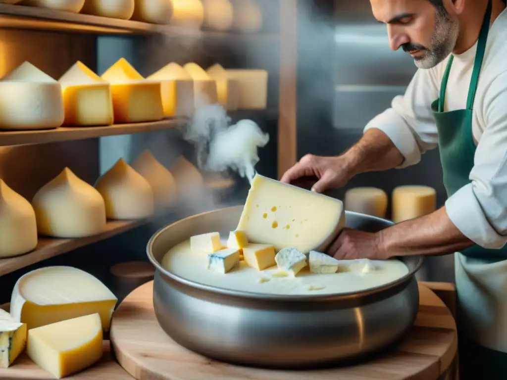 Un experto quesero francés guía la fermentación en quesos milenarios, mostrando la transformación de la leche en queso